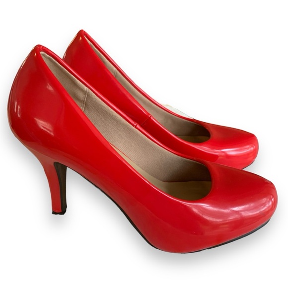 DELICACY RED PLATFORM HEELS/PUMPS. WOMEN’S SIZE 6 - Picture 2 of 5